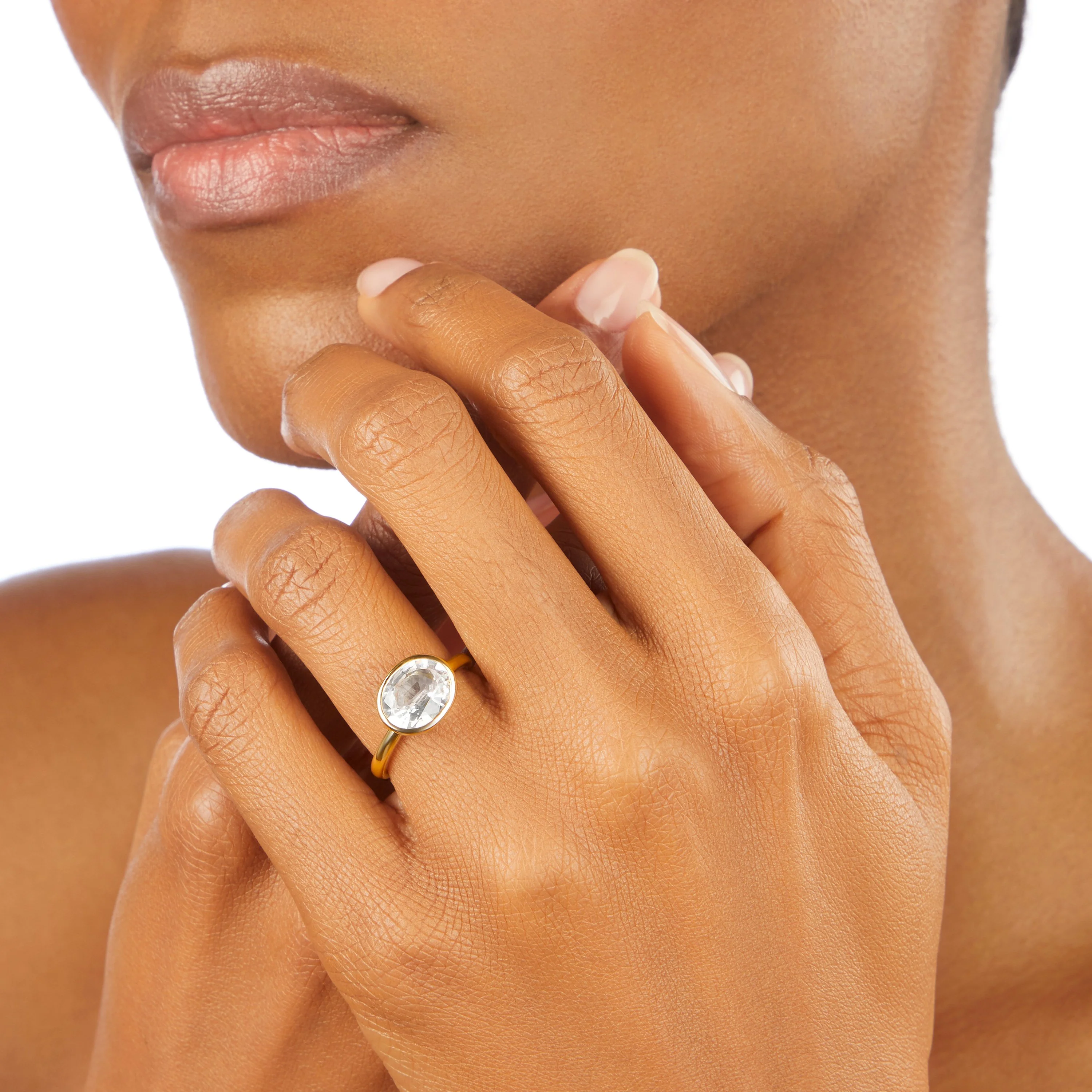 The Nicole (Oval Cut White Topaz in Solid 18ct Gold) - Image 3